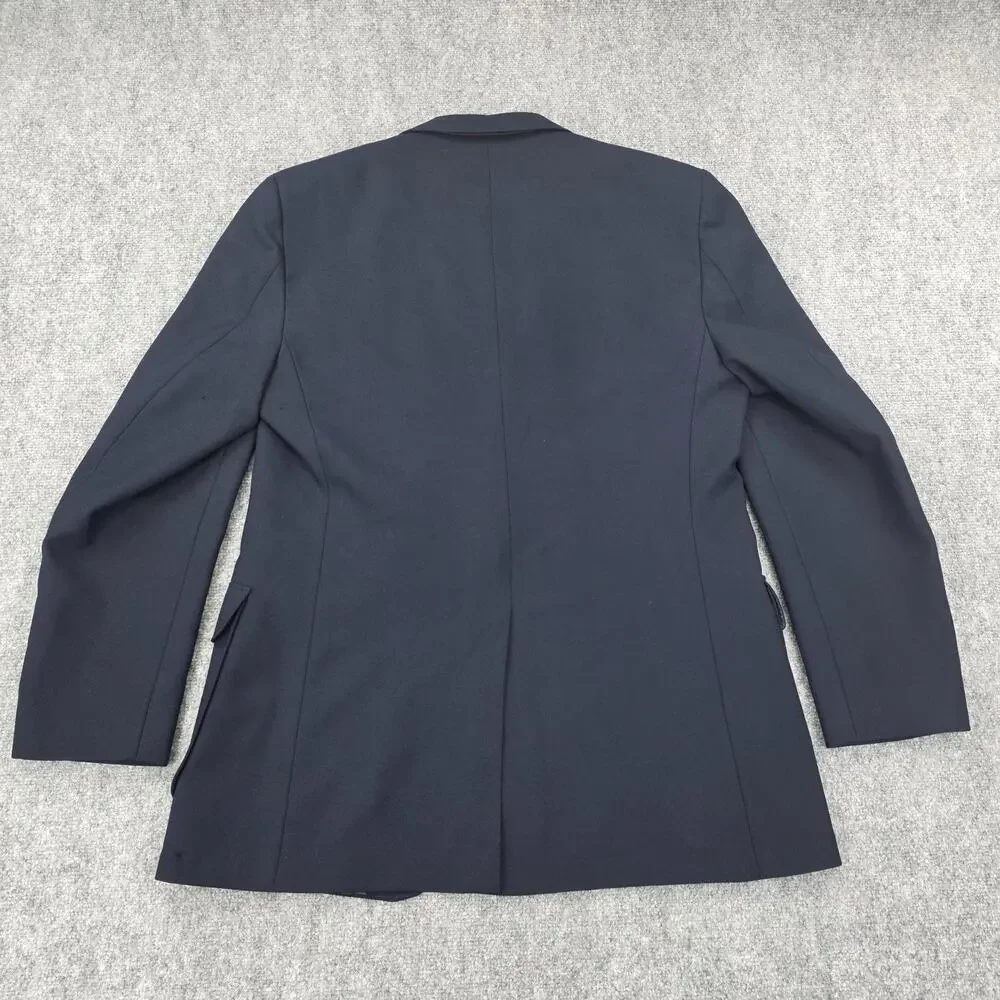 Vintage Perma-Prest Blazer Mens 46 Long Navy Gold Buttons USA Classic Collection